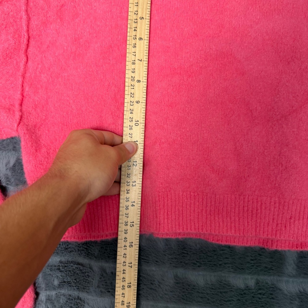 Pilcro Sweater Womens XS Pink Wool Yak Blend Cropped Boxy Crew Neck Neon 4746 - Picture 2 of 7